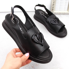 Sandales compensées femme en cuir noir Filippo DS6069 le noir 3