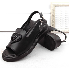 Sandales compensées femme en cuir noir Filippo DS6069 le noir 4