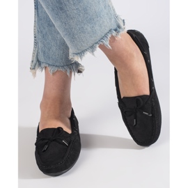 Mocassins confortables en daim noir pour femme 1