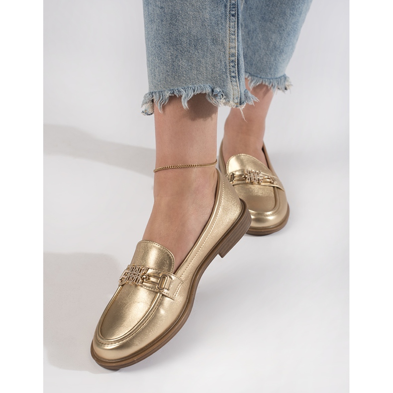 Mocassins dorés élégants pour femmes d'or 2