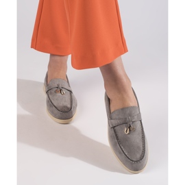 Mocassins femme en daim gris 3