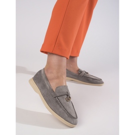 Mocassins femme en daim gris 2