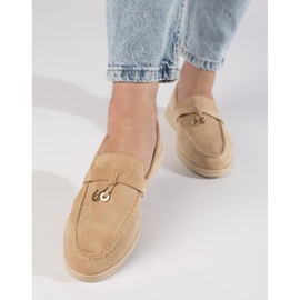 Mocassins femme en daim beige 3