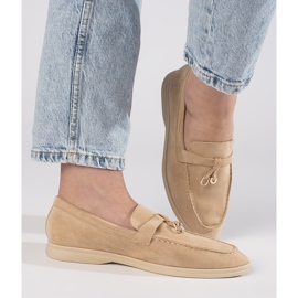 Mocassins femme en daim beige 4