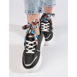 Baskets noires pour femmes nouées avec un ruban le noir 2