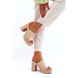 Tongs beiges pour femmes à talons hauts 3