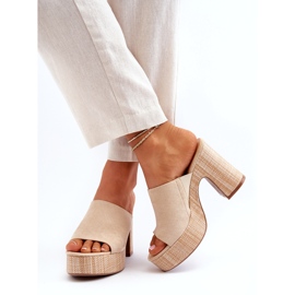 Tongs beiges pour femmes à talons hauts 4