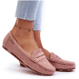 Mocassins en daim écologique pour femmes Big Star NN274928 système de mousse à mémoire de forme rose 9