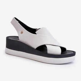 Zazoo 40256 Sandales compensées en cuir, blanc 1