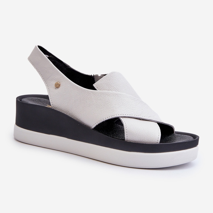 Zazoo 40256 Sandales compensées en cuir, blanc 1