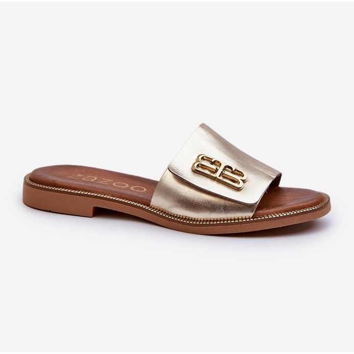 Zazoo 40384 Tongs élégantes en cuir pour femme, doré 1