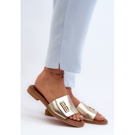 Zazoo 40384 Tongs élégantes en cuir pour femme, doré d'or 2