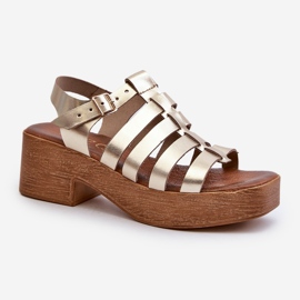 Zazoo 40410 Sandales en cuir pour femme Doré d'or 2