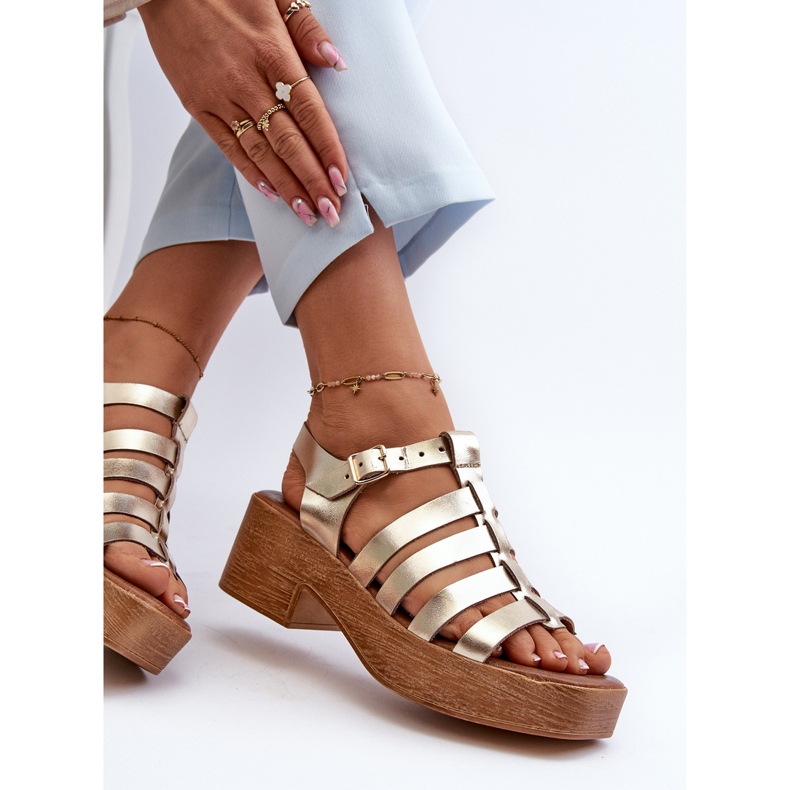 Zazoo 40410 Sandales en cuir pour femme Doré 1