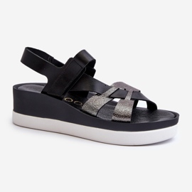 Zazoo 40397 Sandales en cuir pour femme sur la plateforme, noir le noir 1