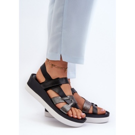 Zazoo 40397 Sandales en cuir pour femme sur la plateforme, noir le noir 2