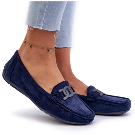 Mocassins En Daim À La Mode Pour Femmes Bleu Marine Rabell 8