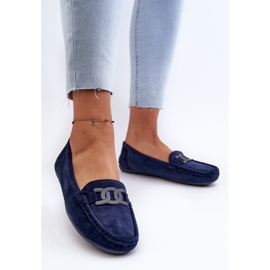 Mocassins En Daim À La Mode Pour Femmes Bleu Marine Rabell 3