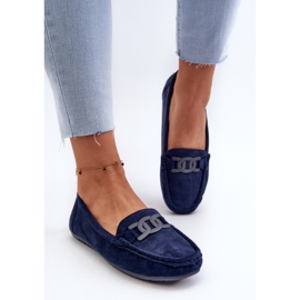 Mocassins En Daim À La Mode Pour Femmes Bleu Marine Rabell 4