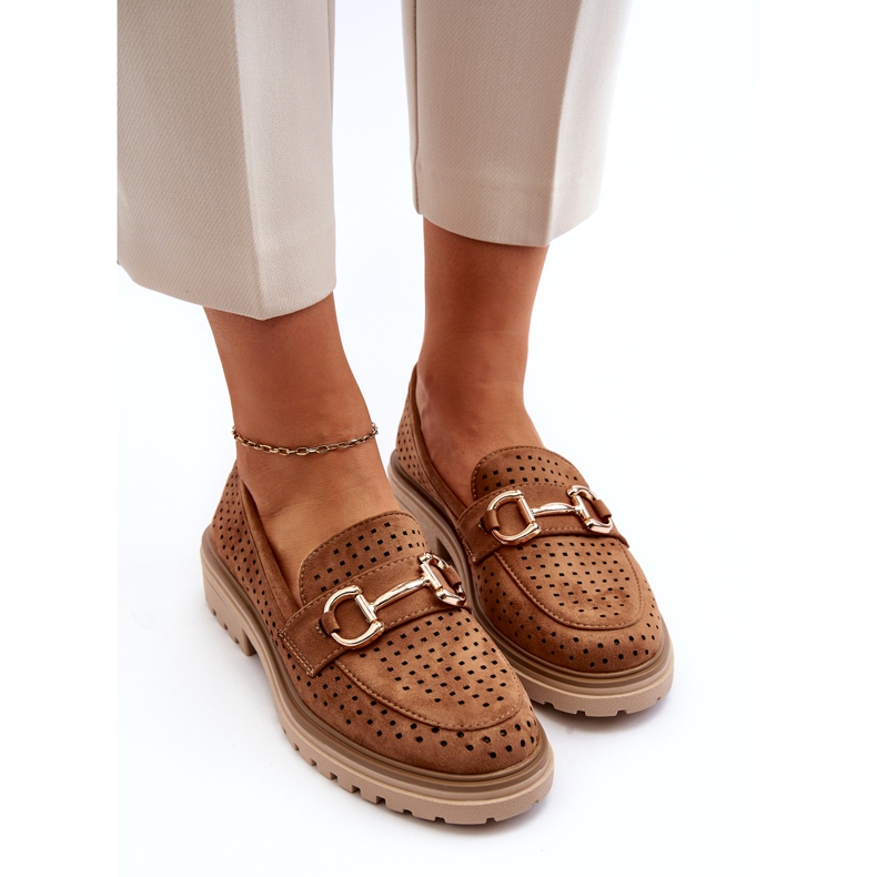 Bellucci Mocassins Femme Ajourés à Décor Chameau brun 3