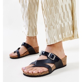 Mules compensées noires métallisées Donata 1