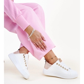 Baskets Antonietta blanches et roses avec strass 1 Baskets Antonietta blanches et roses avec strass 1