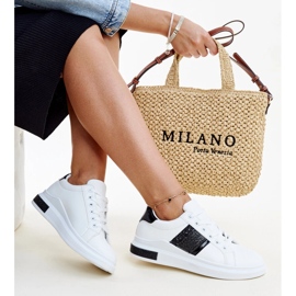 Baskets Giulia blanches et noires avec strass 1