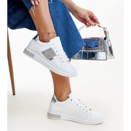 Baskets Giulia blanches et argentées avec zircons cubiques 2