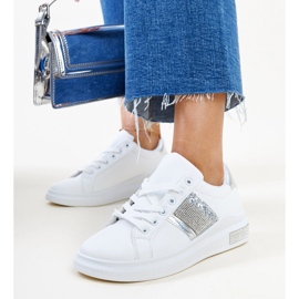 Baskets Giulia blanches et argentées avec zircons cubiques 3