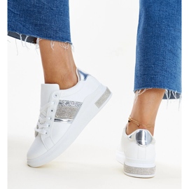 Baskets Giulia blanches et argentées avec zircons cubiques 4