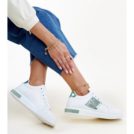 Baskets Giulia blanches et vertes avec strass 1