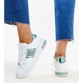 Baskets Giulia blanches et vertes avec strass 3