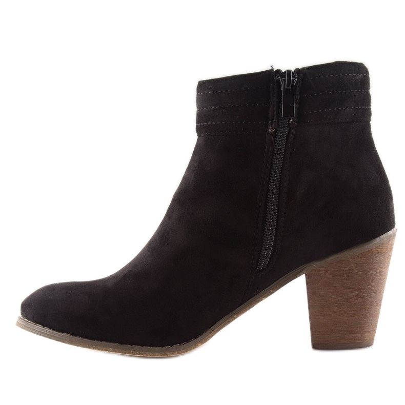 Bottes à talon en daim 99-266 noir 1