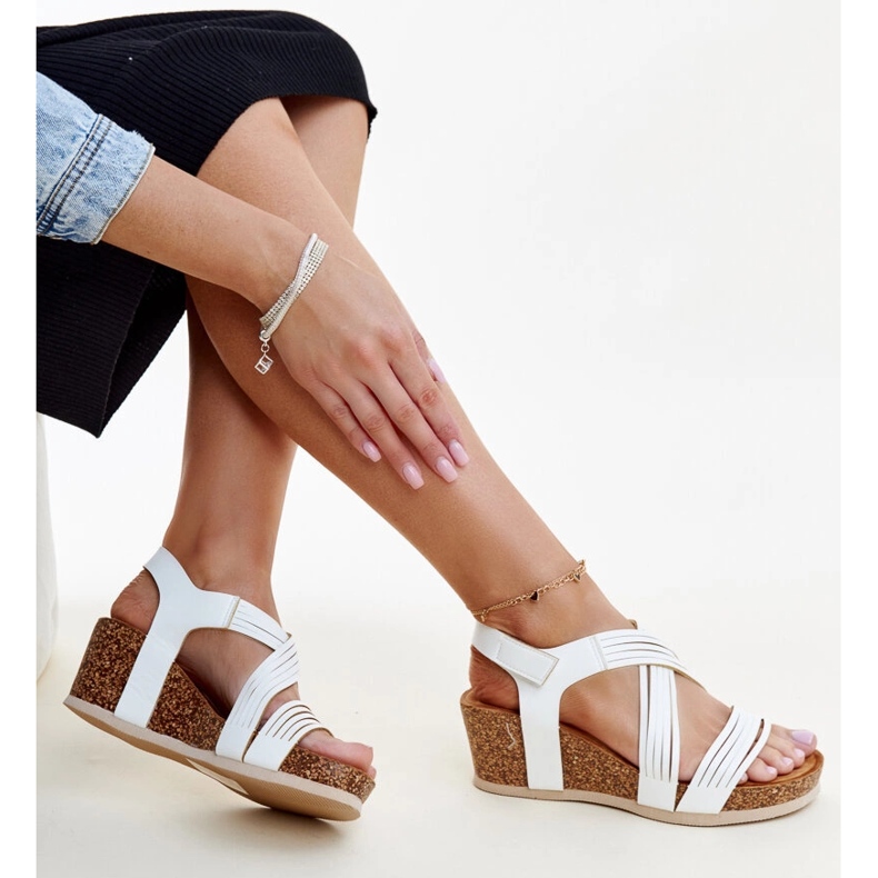 Sandales compensées en liège blanc de Salman 1