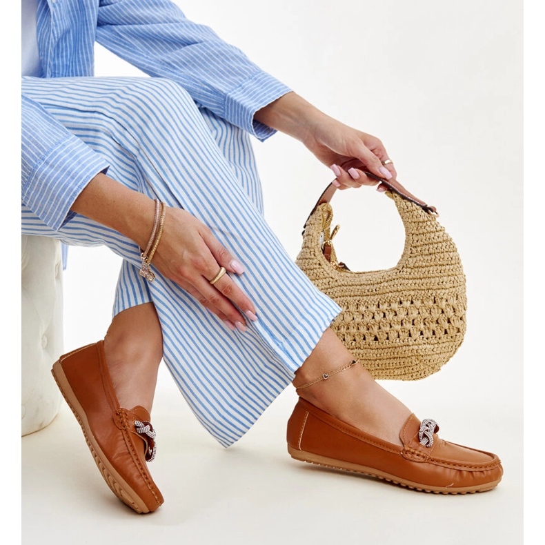Mocassins marron ornés de strass Adiba brun 1