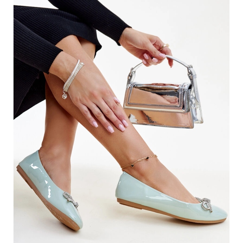 Ballerines vernies vertes avec nœud décoratif de Totani 1