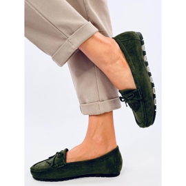 Mocassins Mouton en daim olive vert 3