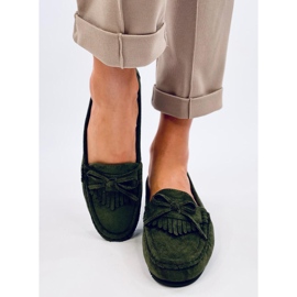 Mocassins Mouton en daim olive vert 2