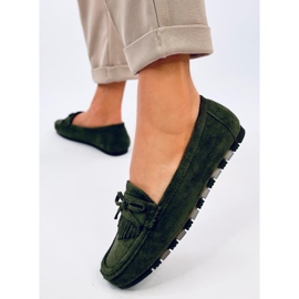 Mocassins Mouton en daim olive vert 4