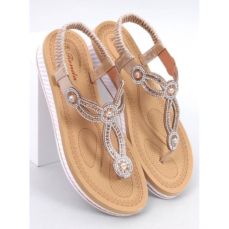Sandales tongs avec zircons Harani Gold doré 1