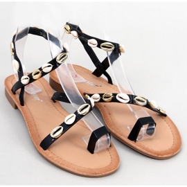 Augello Tongs noires à coquillages le noir 1