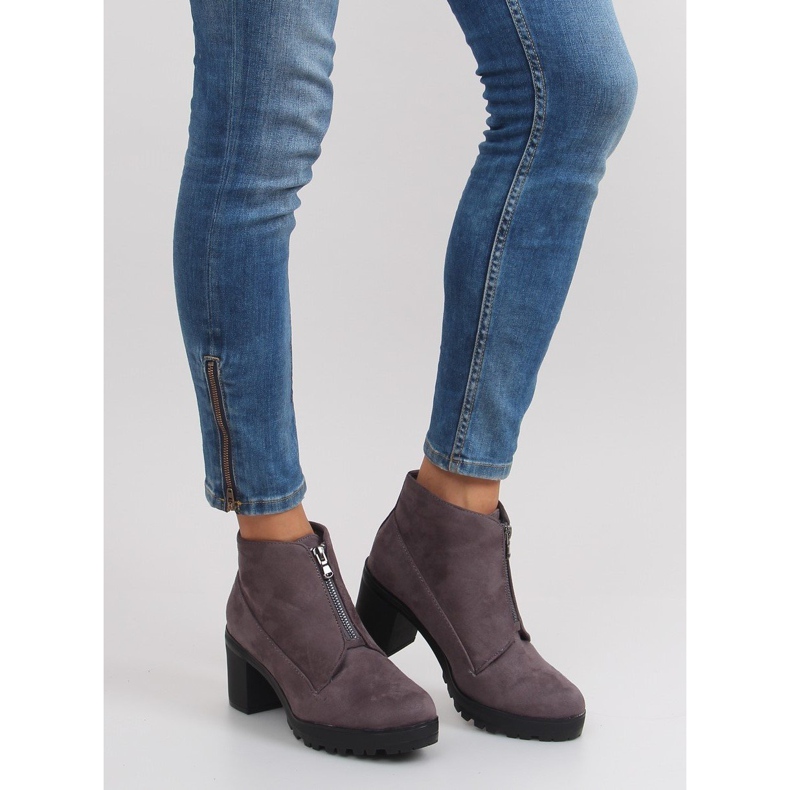 Bottines à talon daim gris 669-4 gris 2