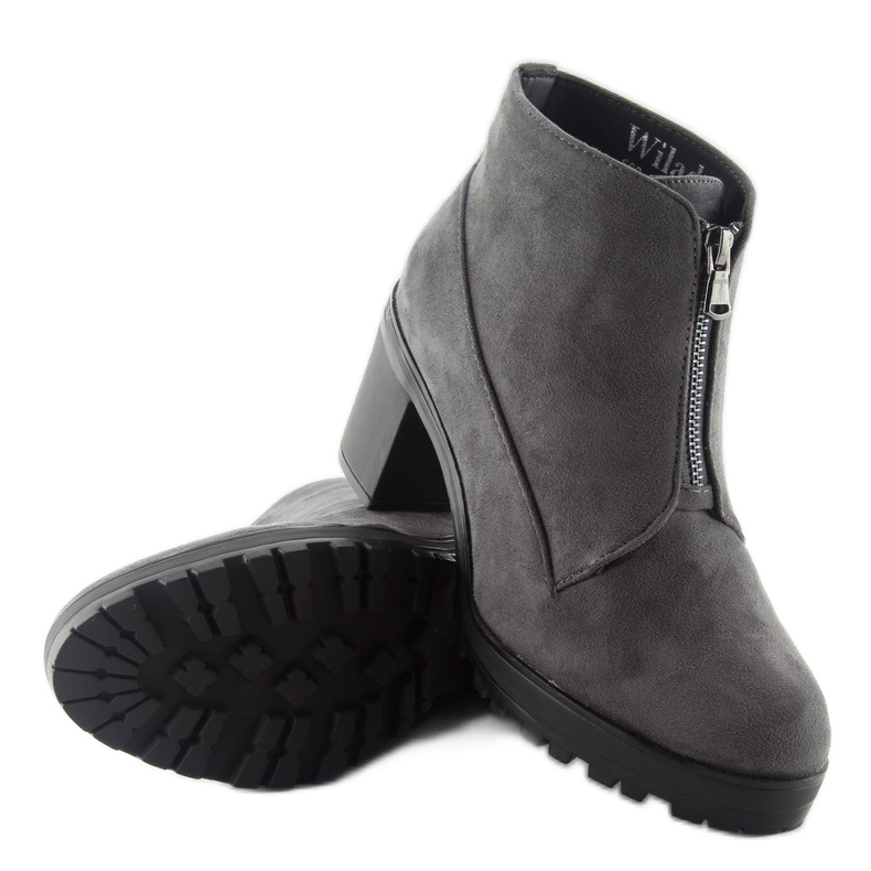 Bottines à talon daim gris 669-4 gris 1