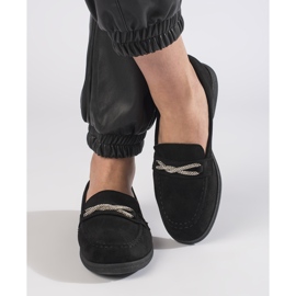 Mocassins femme en daim noir le noir 2