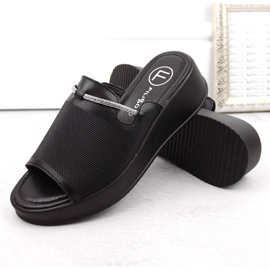 Sandales compensées femme en cuir noir Filippo DK6067 le noir 4