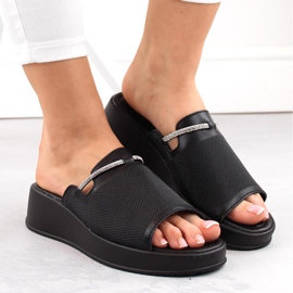 Sandales compensées femme en cuir noir Filippo DK6067 le noir 5
