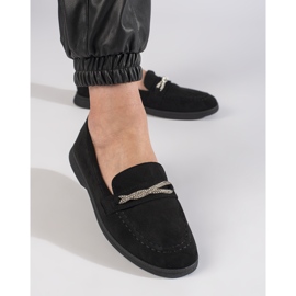 Mocassins femme en daim noir le noir 3