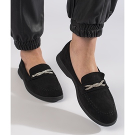 Mocassins femme en daim noir le noir 1