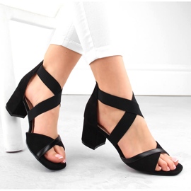 Sandales femme à talons hauts avec bandes élastiques, noir Filippo DS6262 1