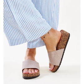 Mules beige foncé avec compensé Naifene en liège 2